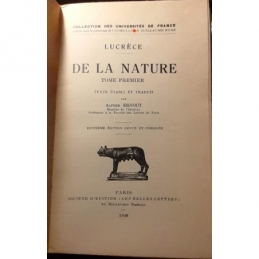 De la nature. Tome I : Livres I-III. Page de titre