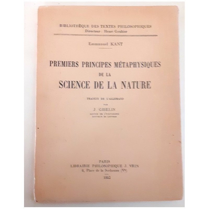 Premier principes métaphysiques sur les sciences de la nature