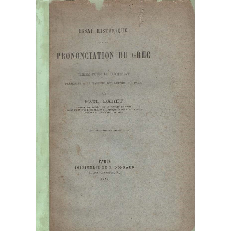 Essai historique sur la prononciation du grec