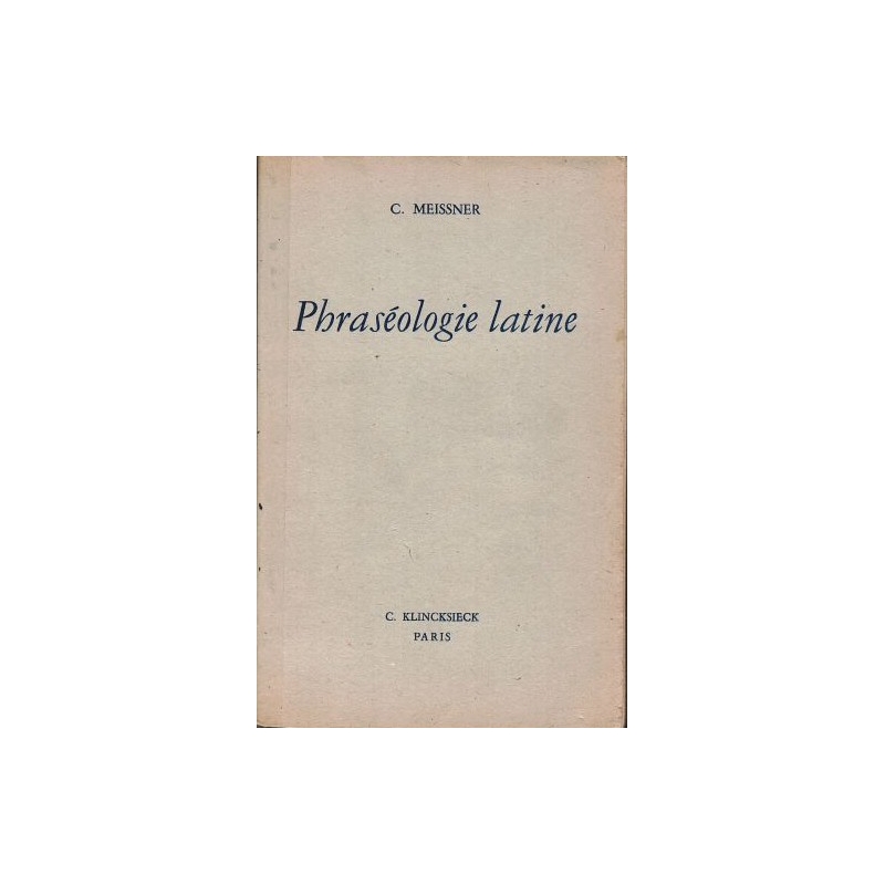 Phraséologie latine. Couverture