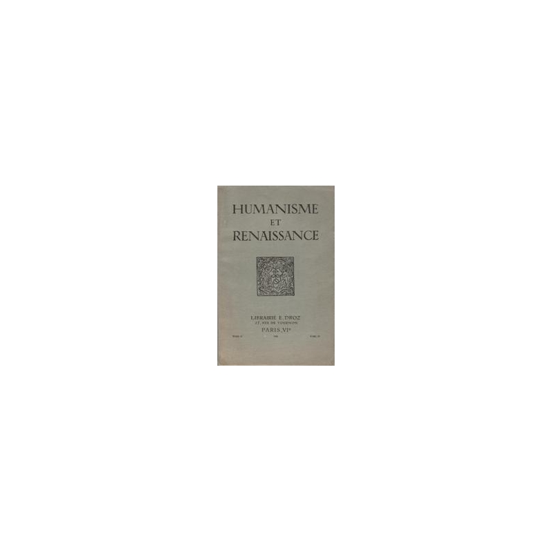 Humanisme et Renaissance, tome II fasc. III - juillet-septembre 1935 