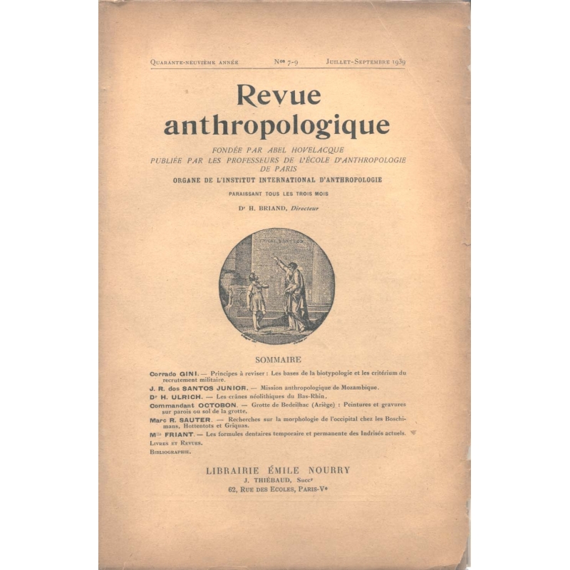 Revue anthropologique. Quarante-neuvième année. N° 7-9. Juillet-septembre 1939