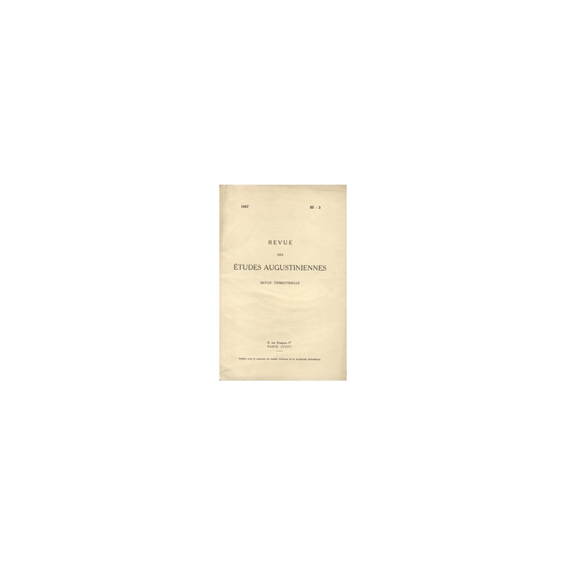 Revue des études augustiniennes, 1957 - Vol. III, 3