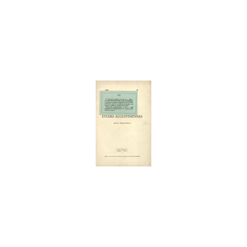 Revue des études augustiniennes, 1958 - Vol. IV, 4