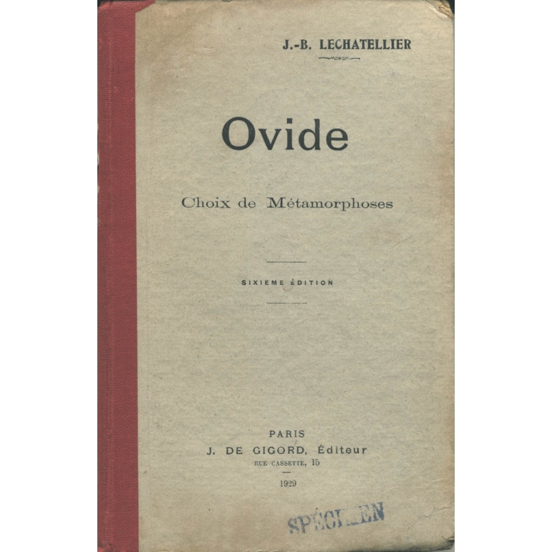 Choix de Métamorphoses, par l'abbé J-B Lechatellier