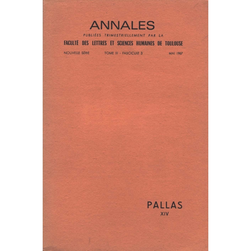 Pallas XIV. Nouvelle série. Tome III. Fascicule 3