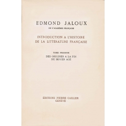 Introduction à l'histoire de la littérature française. Tome premier : Des origines au Moyen Age