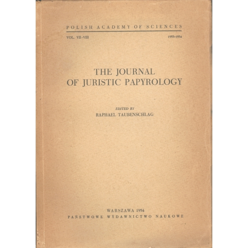 The Journal of juristic papyrology. Volume VII-VIII. 1953-1954