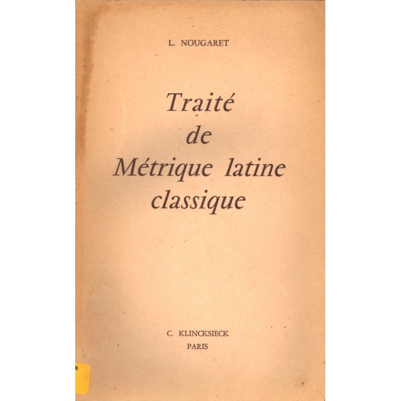 Traité de métrique latine classique