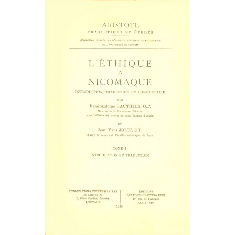 L'Ethique à Nicomaque 