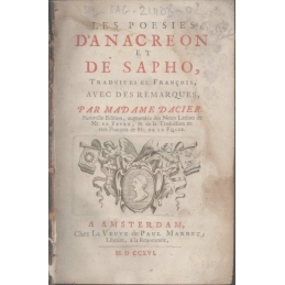 Les poésies d'Anacréon et de Sapho. Page de titre