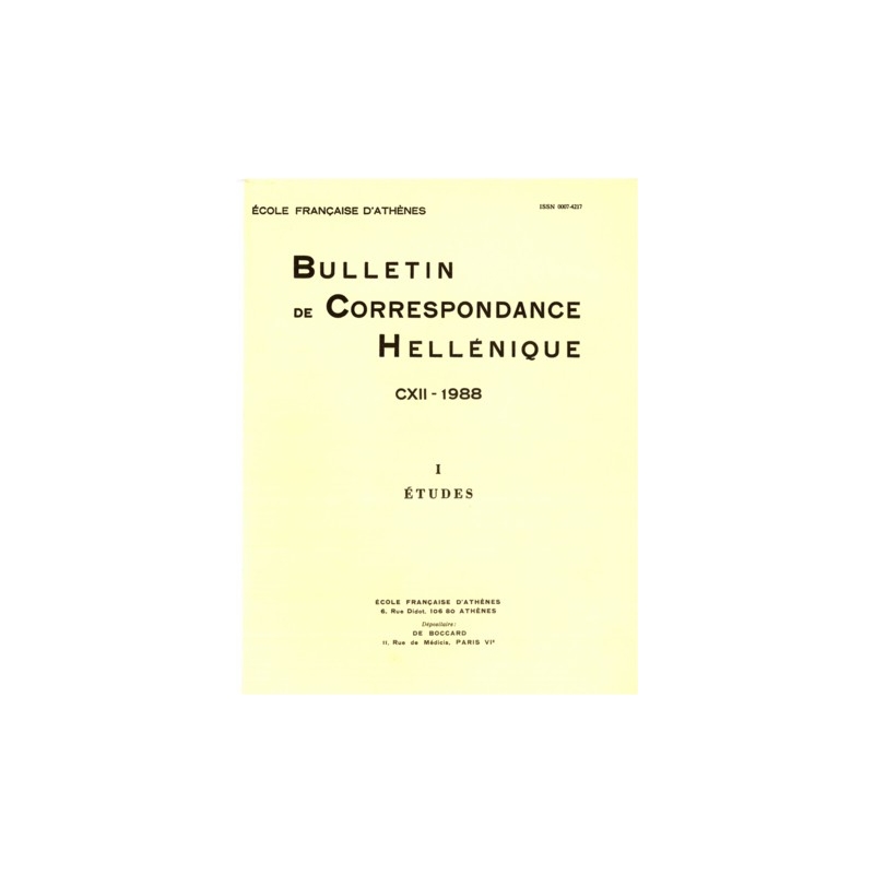 Bulletin de Correspondance Hellénique - CXII - 1988 - I Etudes